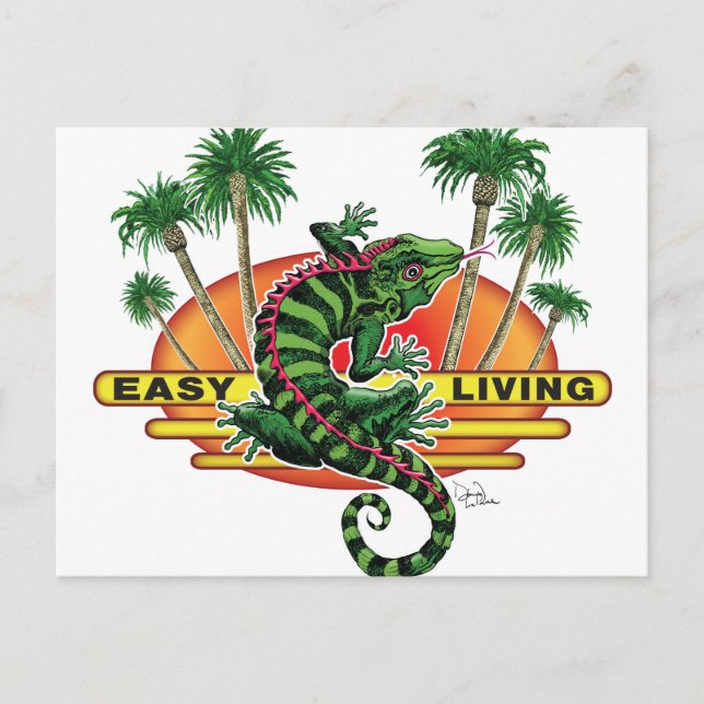 Easy Living Lizard on Beach Postcard Postkarte (Vorderseite)