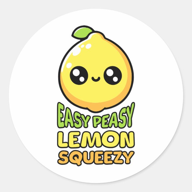 Easy Peasy Lemon Squeezy! Niedlich Lemon Pun Runder Aufkleber (Vorderseite)