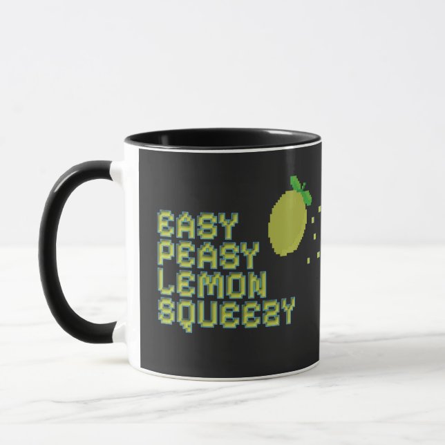 Easy Peasy Lemon Squeezy Tasse - Schwarze Pixel-Ar (Links)