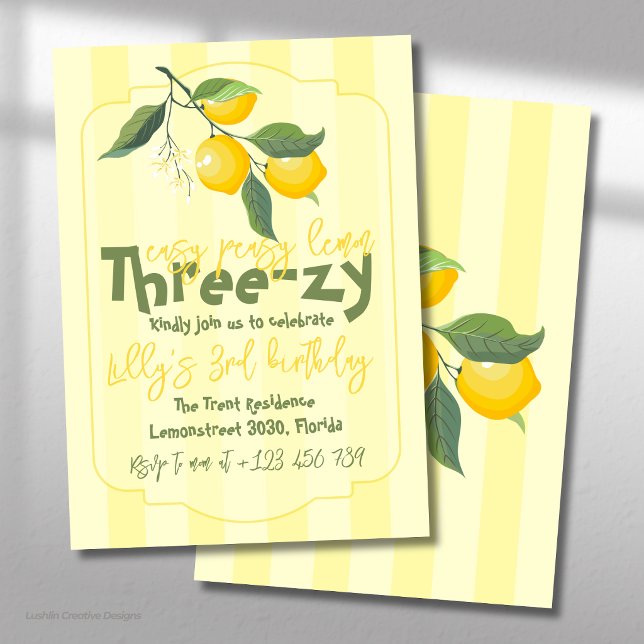 Easy Peasy Lemon Three-zy Geburtstag Einladung (Von Creator hochgeladen)