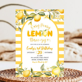 Easy Peezy Lemon ThreeZy Lemon 3. Geburtstag  Einladung