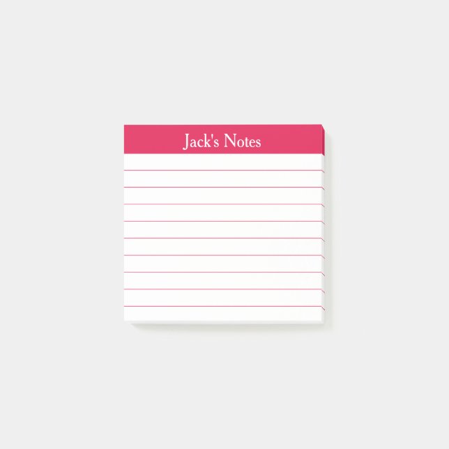 Easy Read Cherry Red Lined Personalized Post-it Klebezettel (Vorderseite)