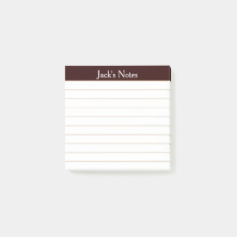 Easy Read Chocolate Brown Lined Personalized Post-it Klebezettel