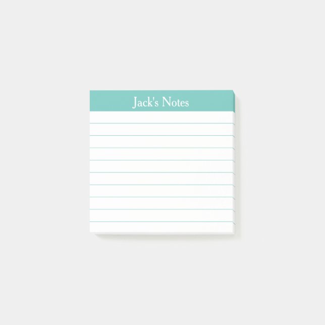 Easy Read Classic Aqua Lined Personalized Post-it Klebezettel (Vorderseite)