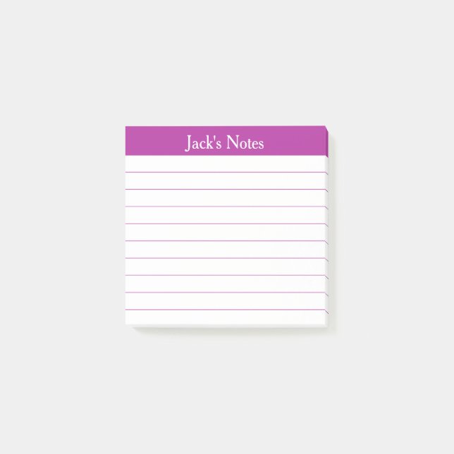 Easy Read Classic Dark Pink Lined Personalized Post-it Klebezettel (Vorderseite)