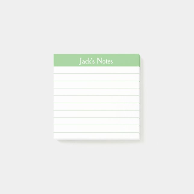 Easy Read Classic Sage Green Lined Personalized Post-it Klebezettel (Vorderseite)