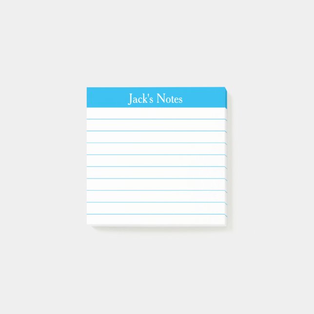 Easy Read Classic Sky Blue Lined Personalized Post-it Klebezettel (Vorderseite)