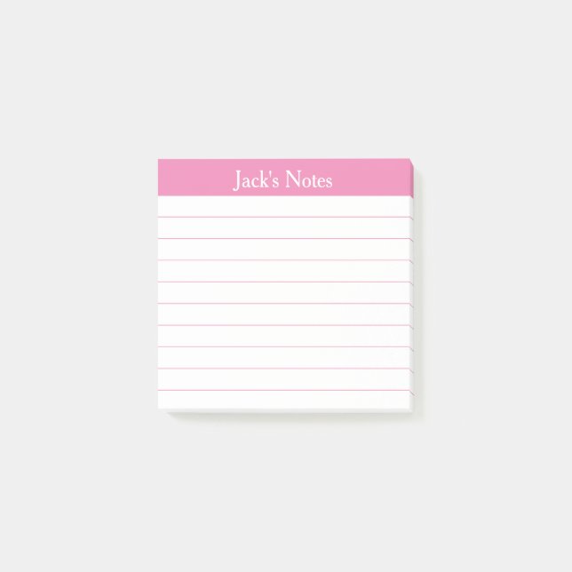 Easy Read Pink Lined Personalized Post-it Klebezettel (Vorderseite)