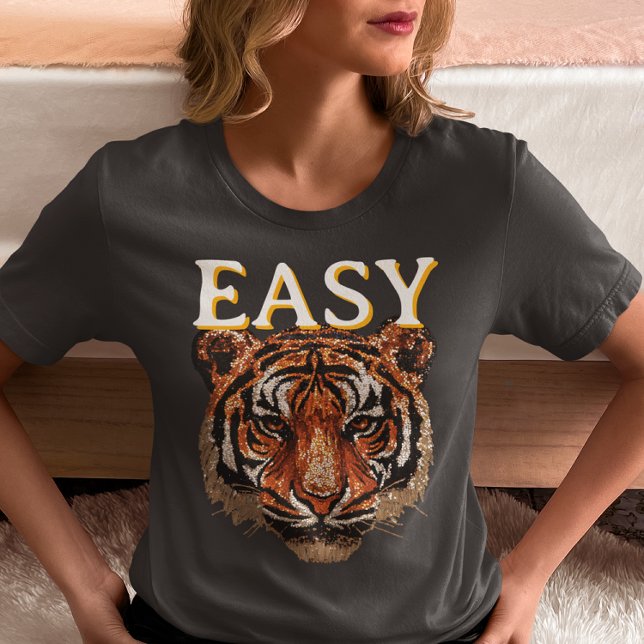 Easy Tiger Portrait Imitate Sequin Look Trendy T-Shirt (Von Creator hochgeladen)