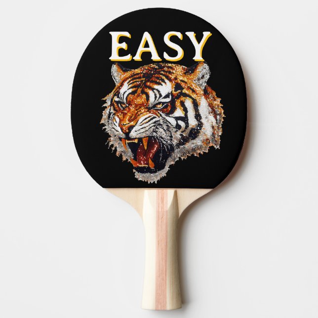 Easy Tiger Portrait Imitate Sequin Look Trendy Tischtennis Schläger (Vorderseite)
