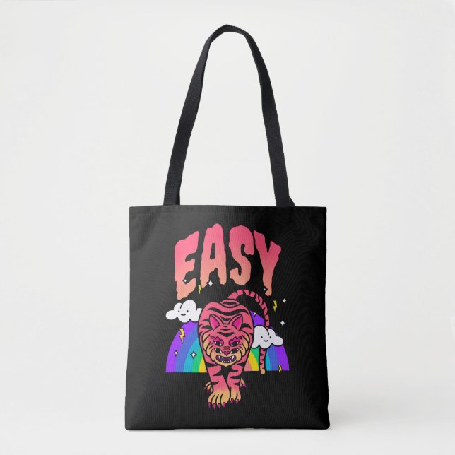 EASY Tiger Retro Rainbow Tote Bag Tiger Streifen (Vorderseite)