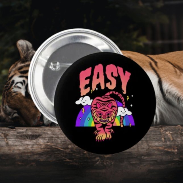 EASY Tiger Retro Regenbogen Knopf – Wilder & Lusti Button (Von Creator hochgeladen)