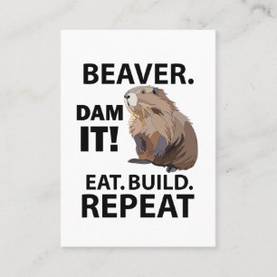 Eat Build Repeat Funny Beaver Animal Visitenkarte