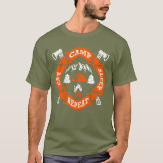 Eat Camp Sleep Wiederholung Feuer überquerte Füchs T-Shirt