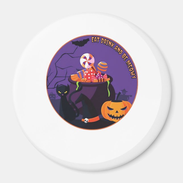 Eat Drink And Be Meowy Cute Casual Magnet (Vorne)