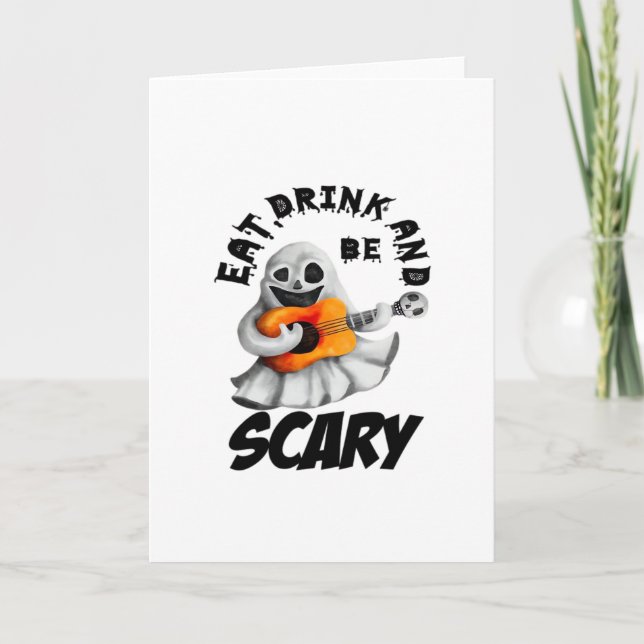 Eat Drink And Be Scared Minimal Clean Karte (Vorderseite)