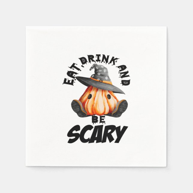 Eat Drink And Be Scared Retro Cool Serviette (Vorderseite)