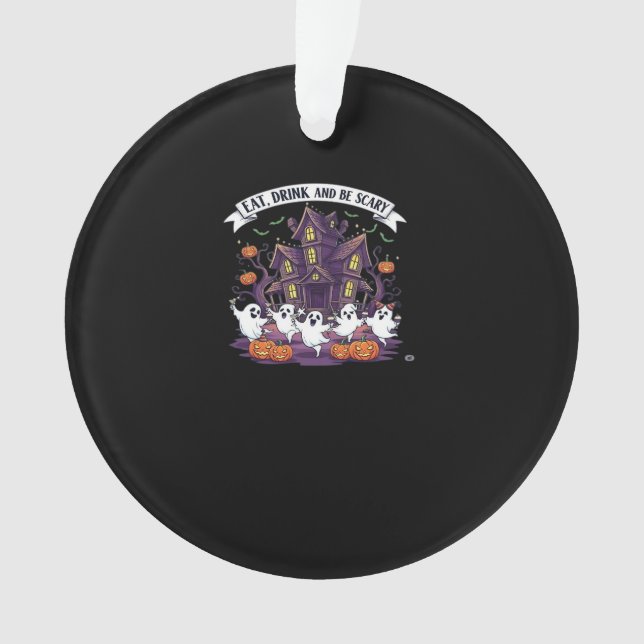 Eat Drink And Be Scary Classic Funny Retro Ornament (Vorderseite)