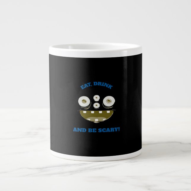 Eat Drink And Be Scary Classic Minimal Clean Jumbo-Tasse (Vorderseite)