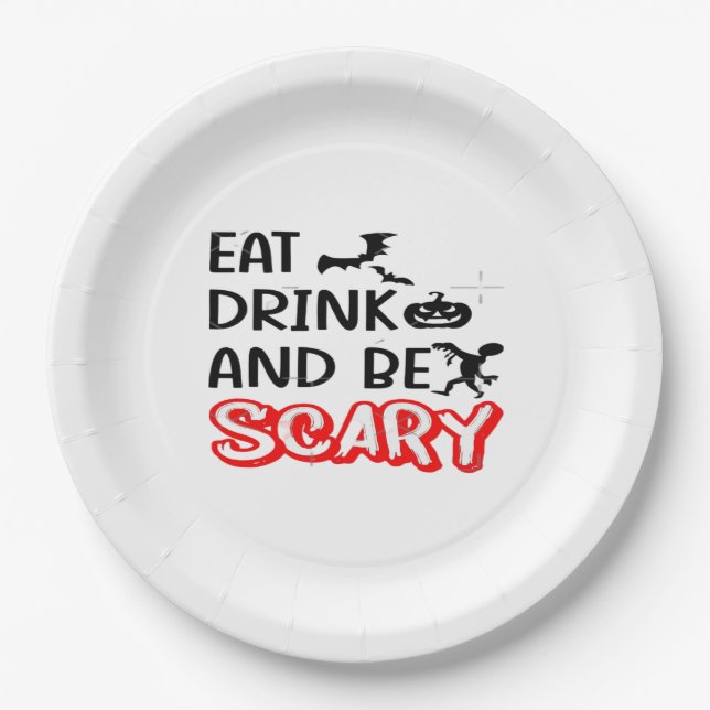 Eat Drink And Be Scary Design Retro Classic Pappteller (Vorderseite)