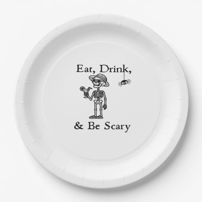 Eat Drink And Be Scary Halloween Aesthetic Style Pappteller (Vorderseite)