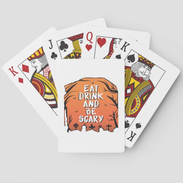Eat Drink And Be Scary Halloween Design Creative S Spielkarten (Rückseite)