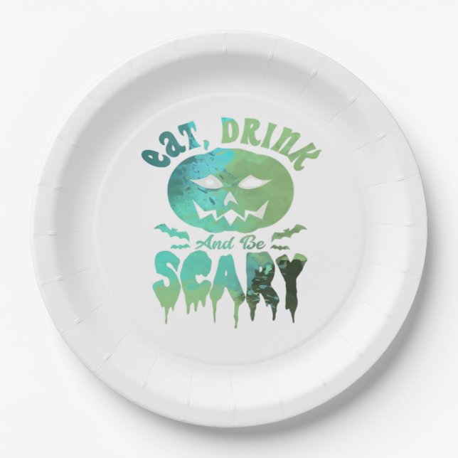 Eat Drink And Be Scary Halloween Light Pappteller (Vorderseite)