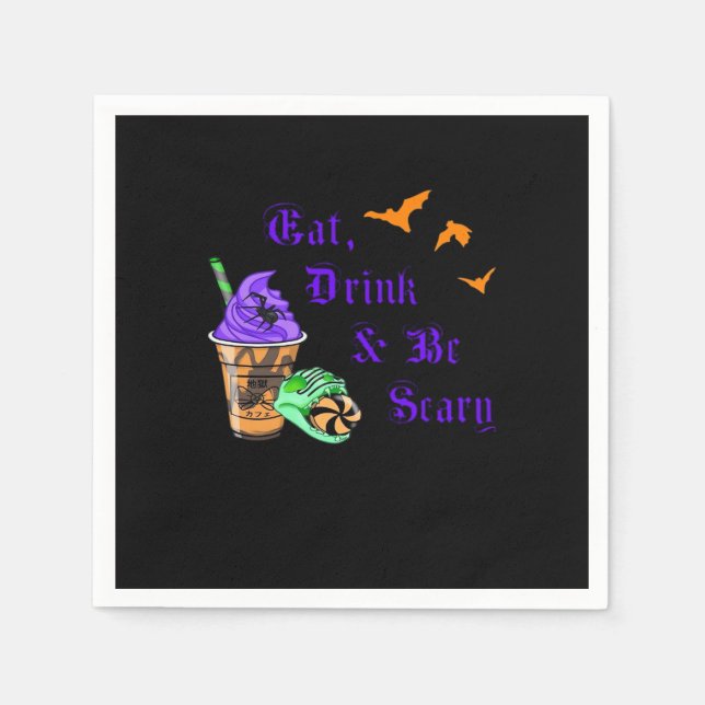 Eat Drink And Be Scary Halloween Minimal Clean Serviette (Vorderseite)