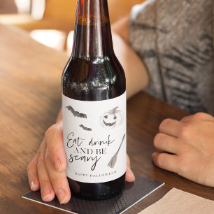 Eat Drink And Be Scary Happy Halloween Bierflaschenetikett