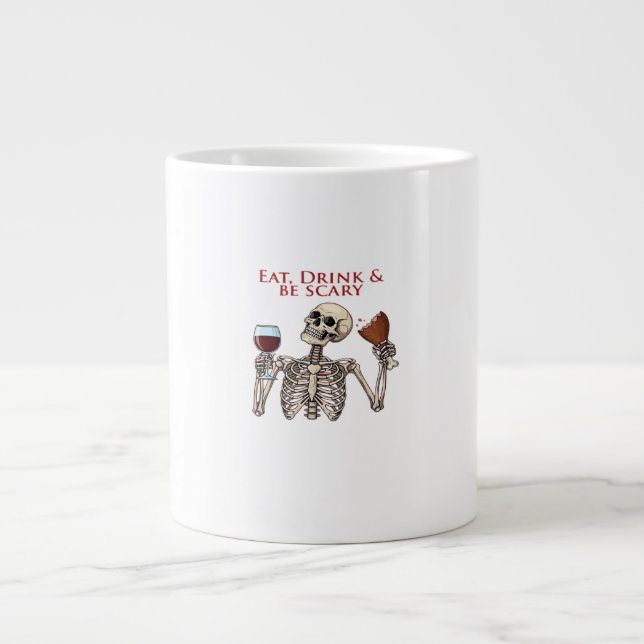 Eat Drink And Be Scary Minimal Clean Jumbo-Tasse (Vorderseite)