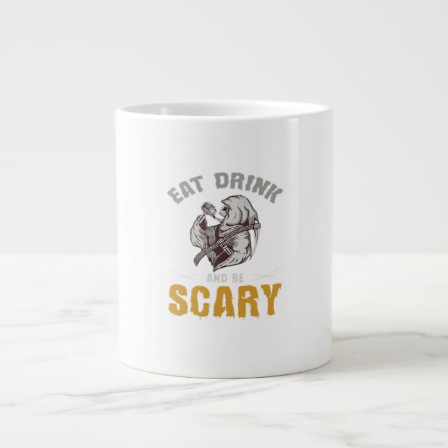 Eat Drink And Be Scary Reaper Minimal Clean Jumbo-Tasse (Vorderseite)