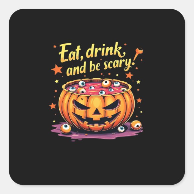 Eat Drink And Be Scary Scary Movie Night Halloween Quadratischer Aufkleber (Vorderseite)