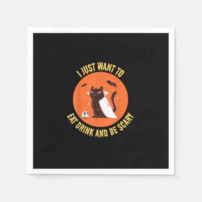 Eat Drink And Be Scary Spooky Cat Halloween Serviette (Vorderseite)