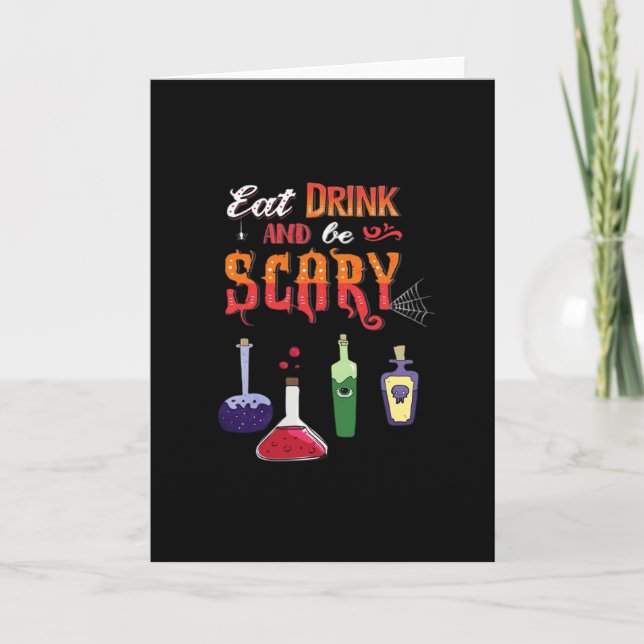 Eat Drink And Be Scary Vintage Art Karte (Vorderseite)