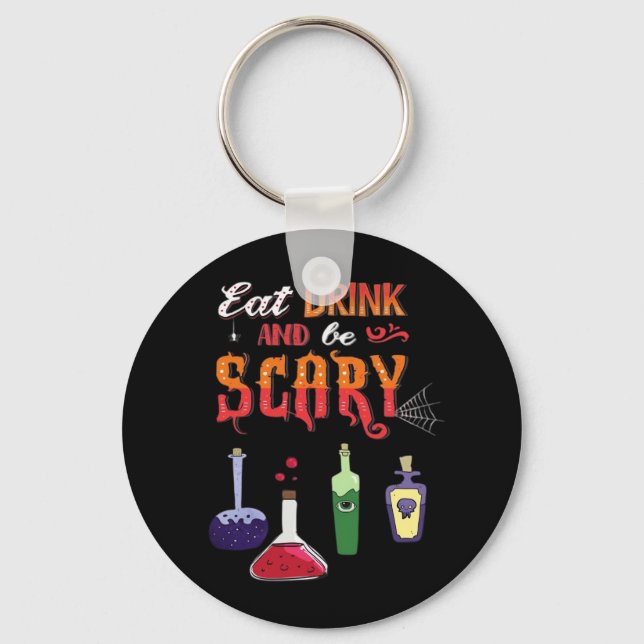 Eat Drink And Be Scary Vintage Art Schlüsselanhänger (Vorderseite)