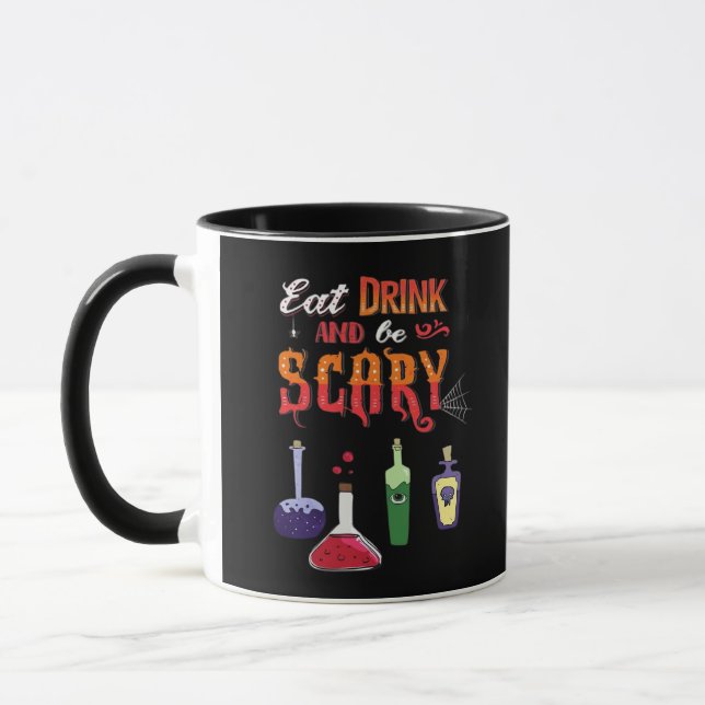 Eat Drink And Be Scary Vintage Art Tasse (Links)