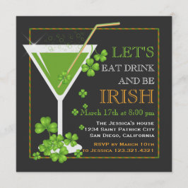 Eat, Drink & Be Irish St Patrick's Day Cocktail Einladung