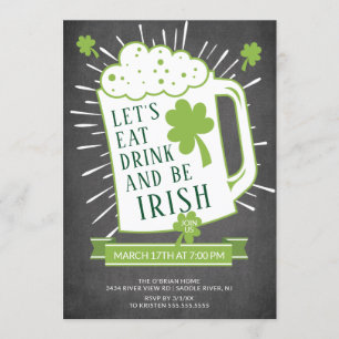 Eat Drink Be Irish St Patrick's Party Einladung
