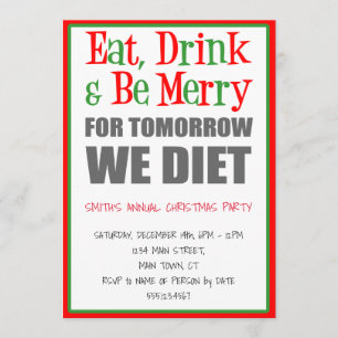 Eat Drink Be Merry Funny Weihnachten Party Einladung
