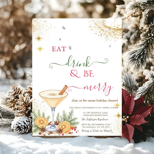 Eat Drink & Be Merry Holiday Cocktail Einladung (Von Creator hochgeladen)