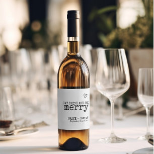 Eat Drink Be Merry Schreibmaschine Typografy Weddi Weinetikett