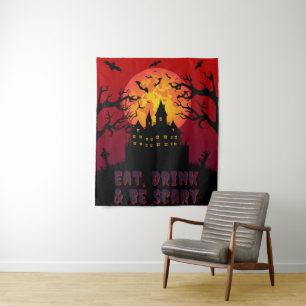 Eat, Drink & Be Scary Halloween Wandteppich