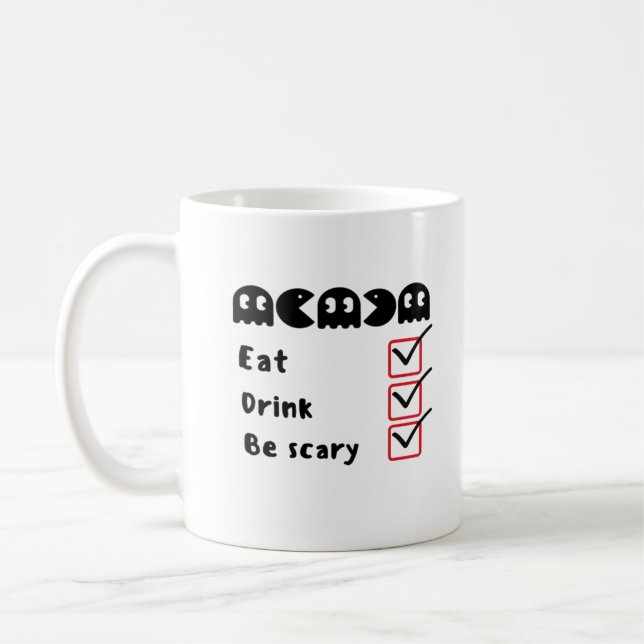 Eat Drink Be Scary Minimal Clean Kaffeetasse (Links)