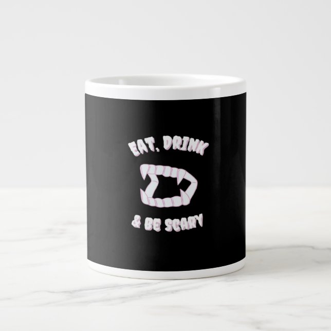 Eat Drink Be Scary Vampire Minimalist Style Jumbo-Tasse (Vorderseite)