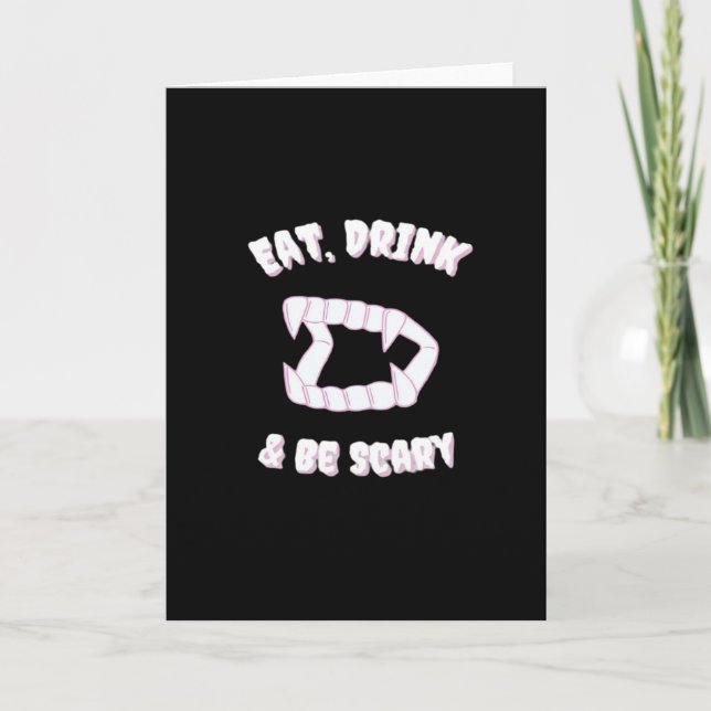 Eat Drink Be Scary Vampire Minimalist Style Karte (Vorderseite)