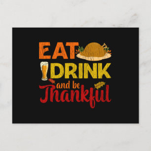 Eat Drink Be Thankful Family Matching Thanksgiving Postkarte