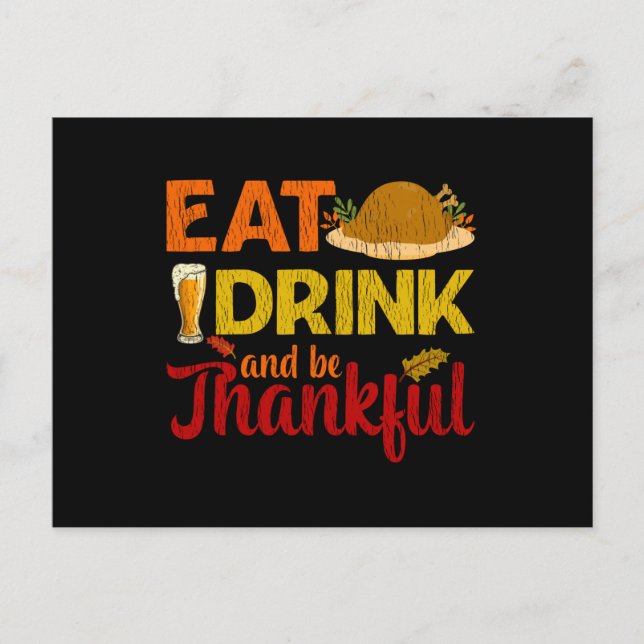 Eat Drink Be Thankful Family Matching Thanksgiving Postkarte (Vorderseite)
