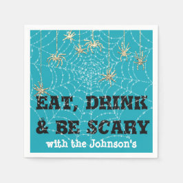 Eat Drink Beängstigend Spider Halloween Blue Web G Serviette