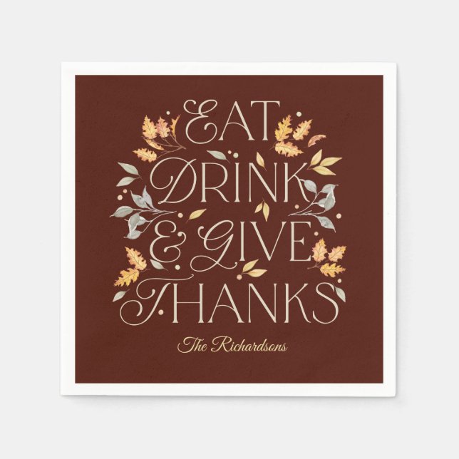 Eat Drink Dank Erntedank Party Napkins Serviette (Vorderseite)