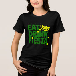Eat Drink Fiesta Minimal Retro T-Shirt Tri-Blend Shirt
